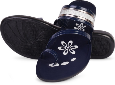 Pennen Women Flip Flops(Blue , 6)