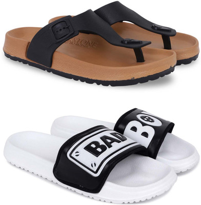 Kapani Fashion Men Slippers(Beige, White , 10)