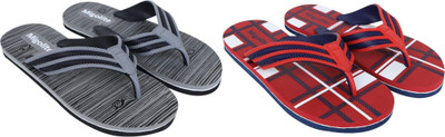 MIGOLITE Men Flip Flops(Grey, Red , 6)
