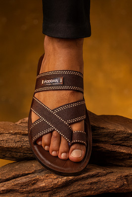 PODDAR Men Chappal Slippers(Brown , 7)