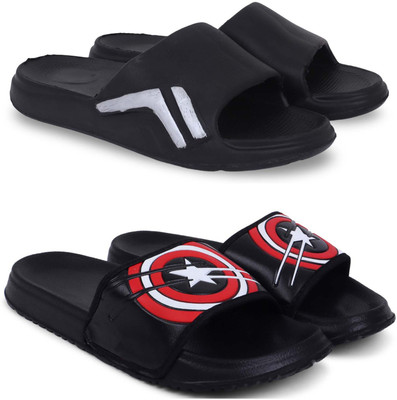 KAPYANSH Men Slippers(Black, Black , 6)