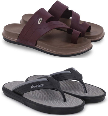 Pampy Angel Men Slippers(Maroon, Grey , 7)