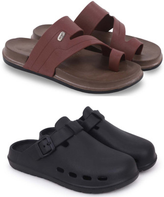 Kapani Fashion Men Slippers(Brown, Black , 8)