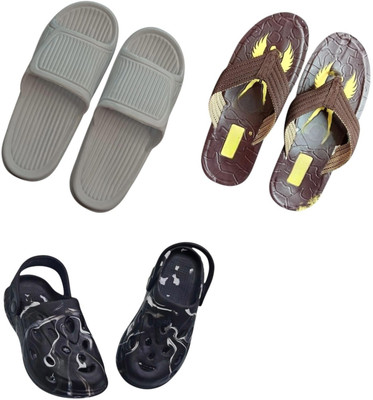BLIBBERS Men Slippers(Grey, Brown, Black , 8)