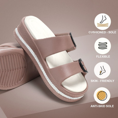 TAFFRAL Women Slides(Brown , 6)