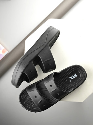 HRX by Hrithik Roshan Women Ultra-Lightweight & Flexible EVA Slip-On for All-Day Comfort Slides(Black , 4)