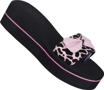 SOUL CULTURE Women Flip Flops(Black , 5)
