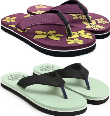 VAHMAH Women Slippers(Purple, Green , 5)