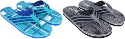 MIGOLITE Men Flip Flops(Grey, Blue , 7)