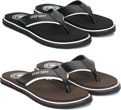 Stepsoft Men Slippers(Black, Brown , 9)