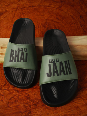 Foot Print Men Slides(Olive , 8)