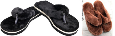 rexizone Women Flip Flops(Black, Brown , 6)