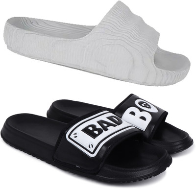 KAPYANSH Men Slides(Grey, Black , 6)
