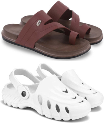 Kapani Fashion Men Slippers(Brown, White , 7)