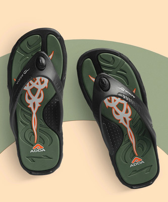 Adda Men Flip Flops(Olive, Black , 10)
