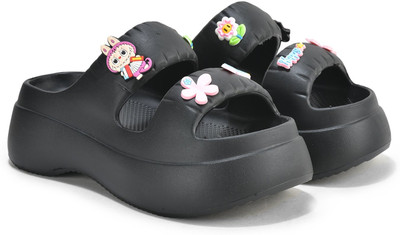 Beonza Women Flip Flops(Black , 4)