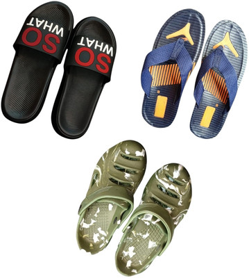 BLIBBERS Men Slippers(Black, Blue, Green , 9)