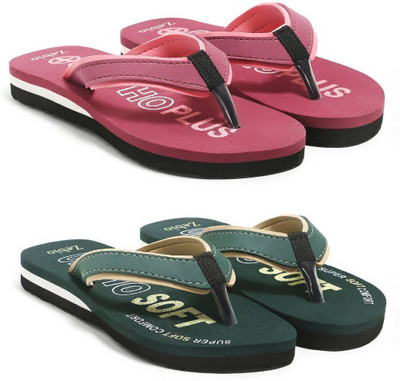 zebio Women Slippers(Pink, Green, Yellow , 4)
