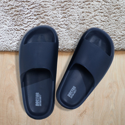 DOCTOR EXTRA SOFT Men Men's Classic Ultra Soft Sliders/Slippers with Cushion FootBed for Adult D-504 Slides(Navy , 9)