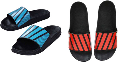 nvisan Men Slides(Blue, Red , 6)
