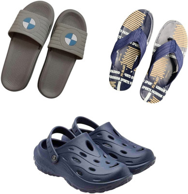 BLIBBERS Men Slippers(Grey, Blue, Navy , 9)