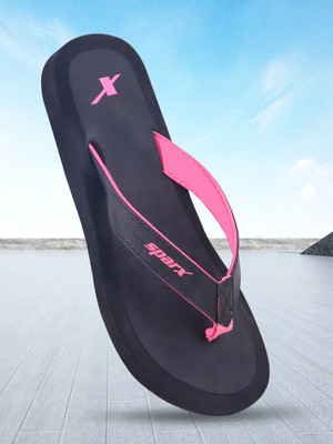 Sparx Women Flip Flops(Black, Pink , 7)