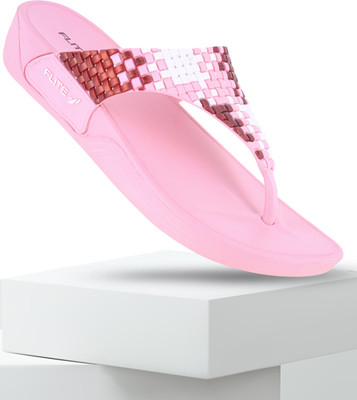 FLITE Women Slippers(Pink, White , 7)
