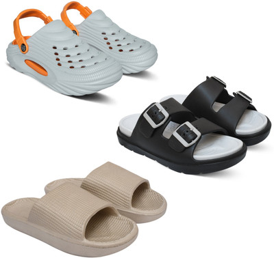 Acorn Men Slides(Grey, Beige, Black , 7)