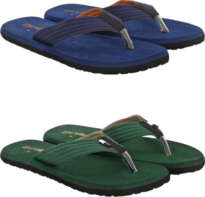 BIRDE Men Premium Comfortable Regular Wear Slippers For Men Pack Of 2 Combo Flip Flops(Blue, Green 9)