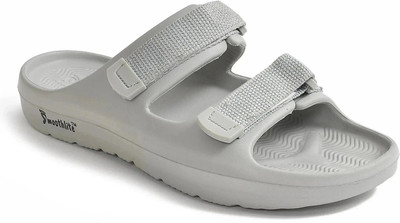 Smoothlite Men Ultra Soft Slipper with Velcrow, Adjustable Strap, Anti Slip, Daily Usage Slides(Grey , 8)