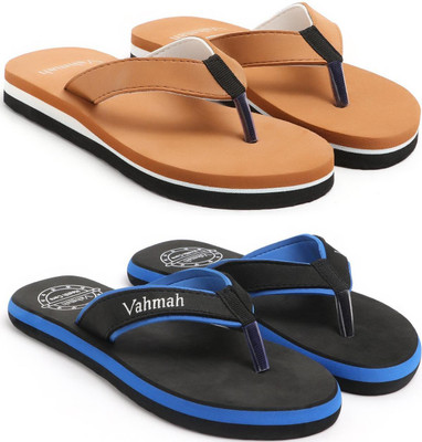 VAHMAH Women Slippers(Tan, Blue , 5)
