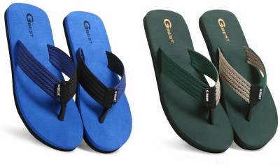 G Best Men Flip Flops(Green, Blue , 6)