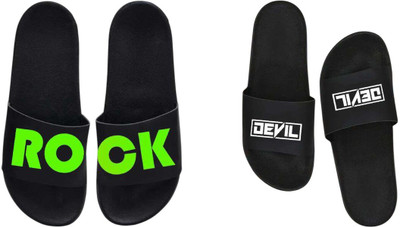 nvisan Men Slides(White, Green , 6)