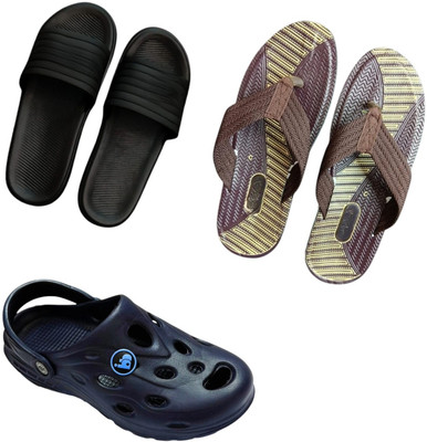 BLIBBERS Men Slippers(Black, Brown, Blue , 9)