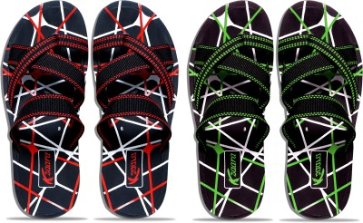 KANEGGYE Men Slippers(Red, Green , 8)