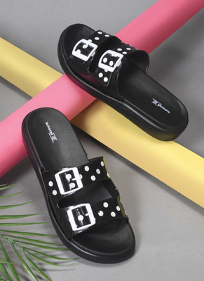 slipover Women Slides(Black , 4)