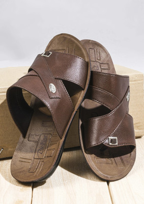 Pu-Pine Men Flip Flops(Brown , 10)