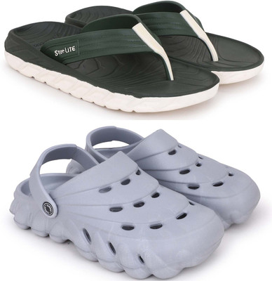Pampy Angel Men Slippers(Green, Grey , 7)