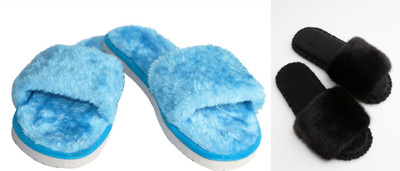 rexizone Women Flip Flops(Black, Blue , 7)
