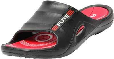 FLITE Men Men flite slide, waterproof, lightweight, extra soft and comfortable Slides(Black, Red , 10)