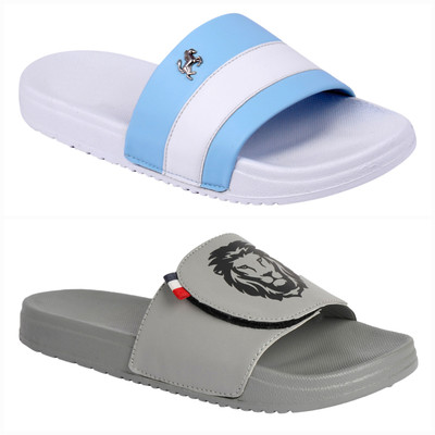Foot Print Men Slides(Multicolor , 8)