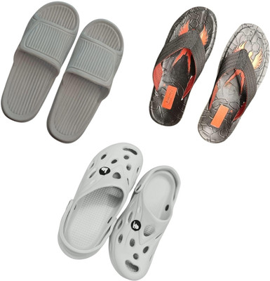 BLIBBERS Men Slippers(Grey, Black, Off White , 7)