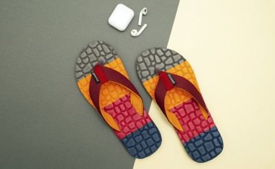 BIG FOX Men Flip Flops(Orange , 8)