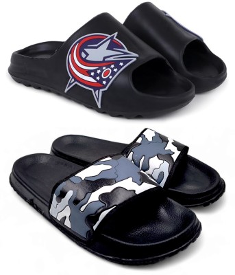 KAPYANSH Men Slides(Black, Black , 10)