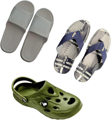 BLIBBERS Men Slippers(Grey, Blue, Green , 7)