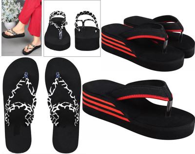 RIVAYPAFASHION Women Slippers(Black , 8)