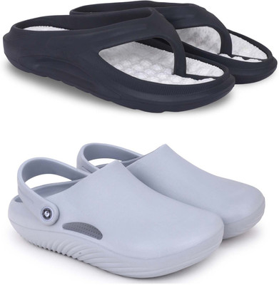 Kapani Fashion Men Slippers(Black, Grey , 6)