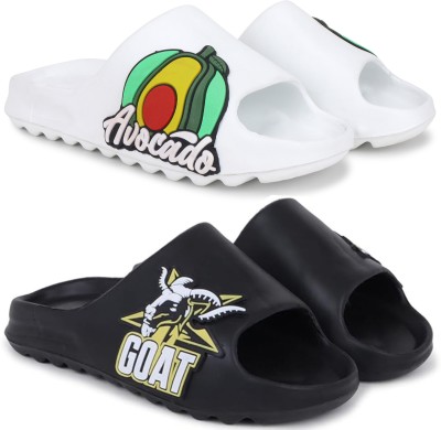 Pampy Angel Men Slides(White, Black , 8)