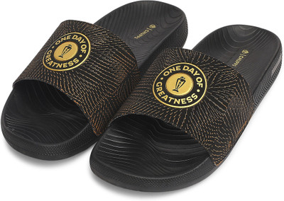 Chupps Men ICC Trophy Triumph Black/Gold Men's Comfortable Slides & Flip Flop Slides(Black, Gold , 11)
