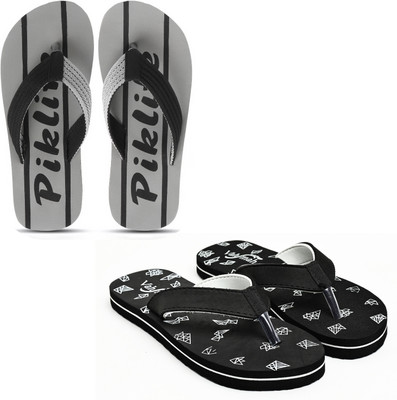 VAHMAH Men Slippers(Grey, Black , 9)